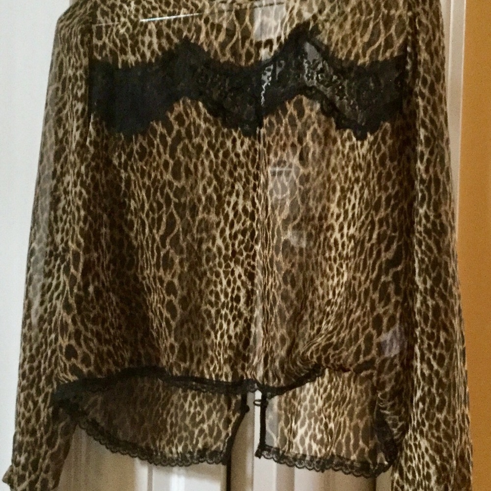 Leopard Print Sheer Jacket with Lace
